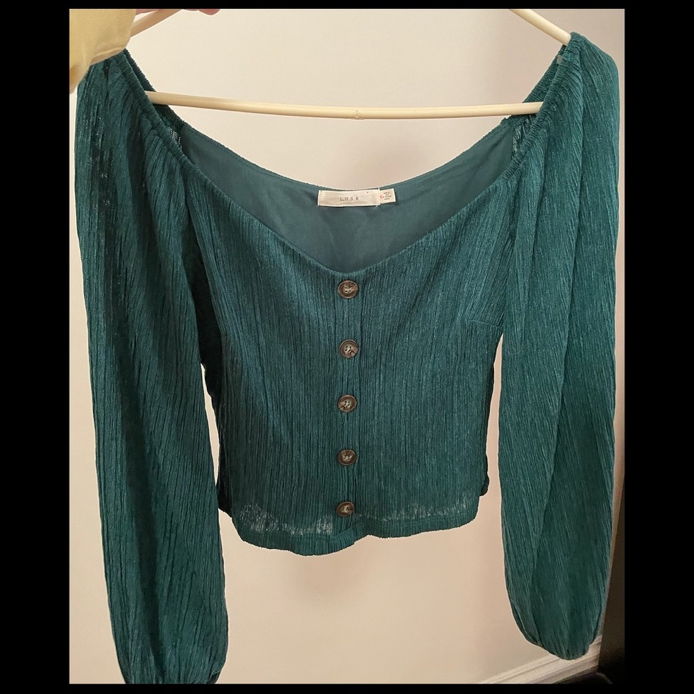 Long sleeve crop top - green